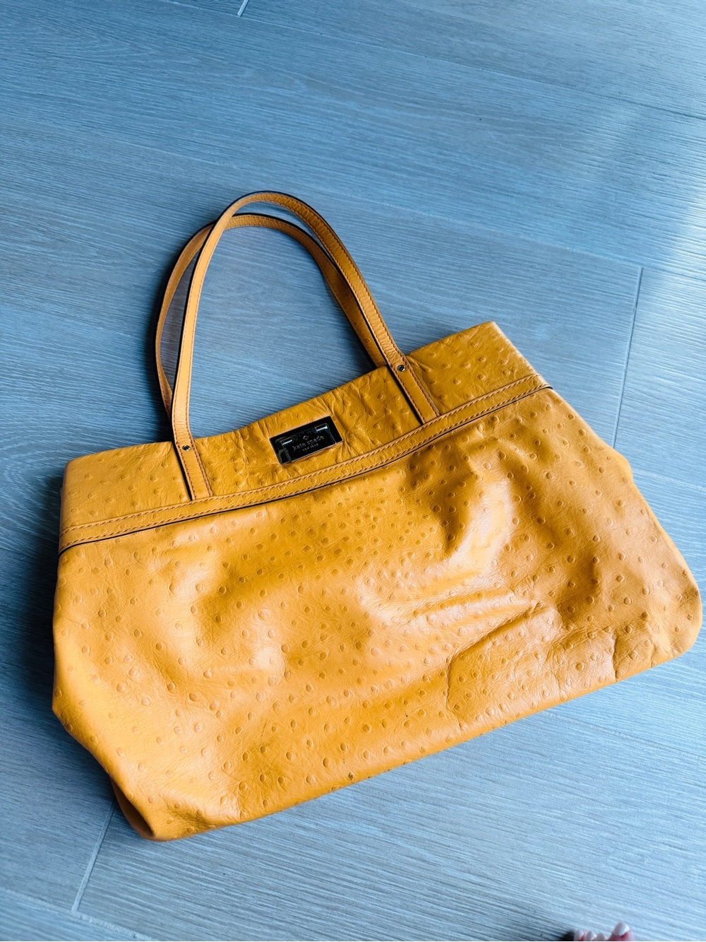 kate spade Orange Ostrich-Embossed Shoulder Tote - Picture 15 of 15